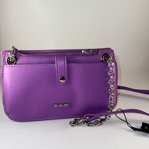 House of Want Purple Faux leather carry-on phone crossbody purse NEW